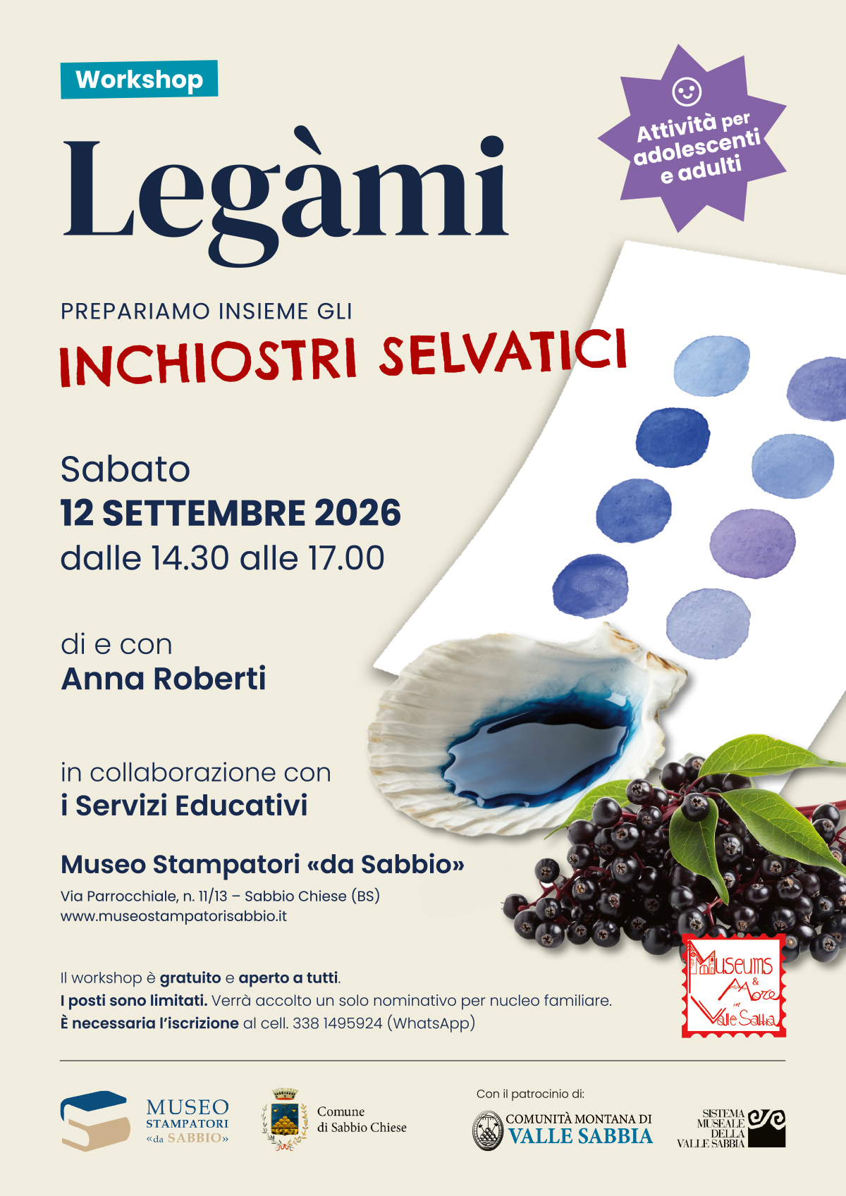 Laboratorio “Legàmi. Prepariamo insieme gli inchiostri selvatici” -  Museo Stampatori «da Sabbio»